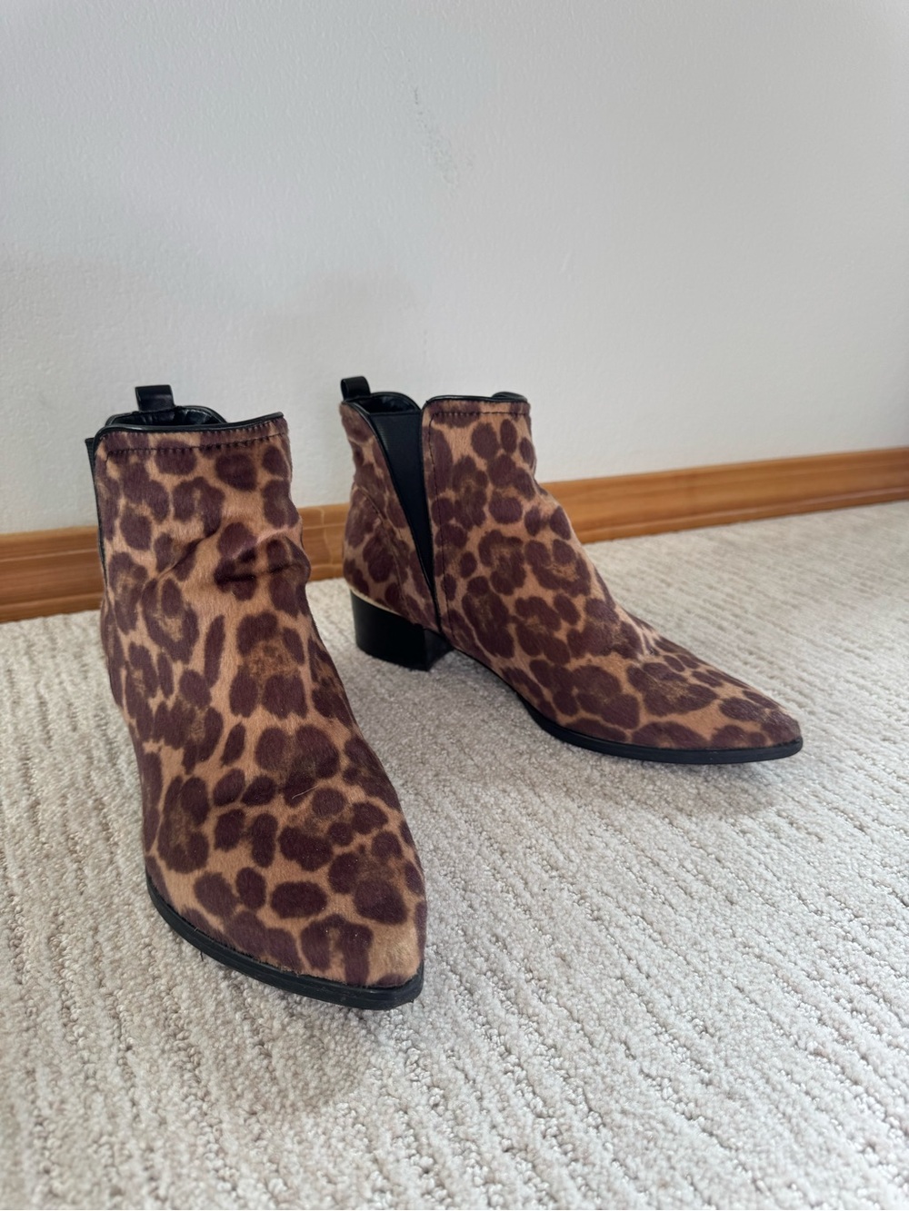 Size 9 Nine West Leopard Print Ankle Boots - Brown